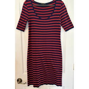 Ralph Lauren Dress sz XLarge XL Red and Navy stripe Bodycon Fitted Scoop neck